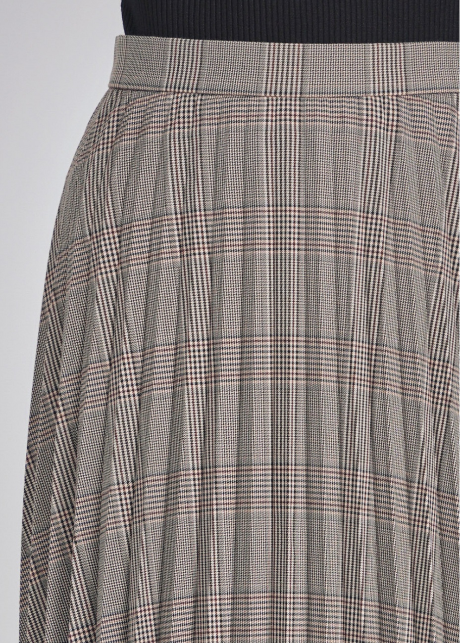 Modern Classic Grey Plaid Pleated Skirt